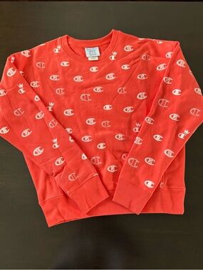 Champion Vintage Reverse Weave Printed Sweatshirt White Logo Print womens Medium